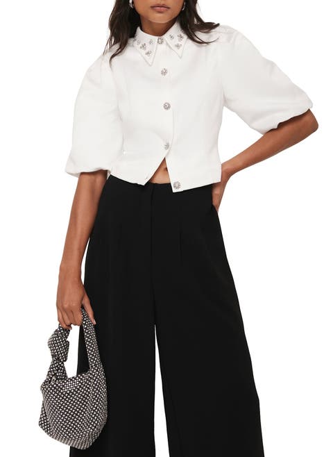 Embellished Collar Cropped Shirt