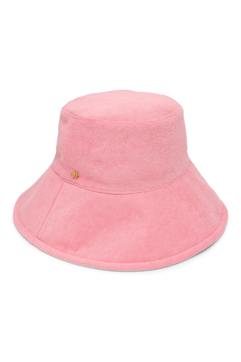 Reversible Long Brim Terry Cloth Hat, Main, color, CORAL/ SEA