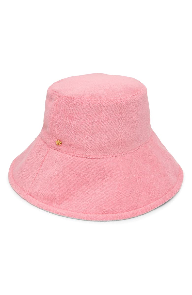 Lele Sadoughi Reversible Long Brim Terry Cloth Hat, Main, color, Coral/ Sea