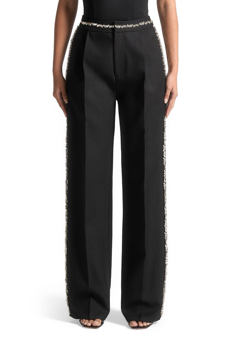 Patricia Embellished Tailored Trousers, Main, color, Black