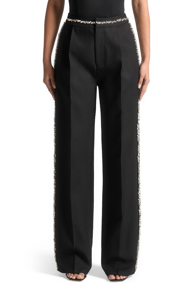 Manière De Voir Patricia Embellished Tailored Trousers, Main, color, Black