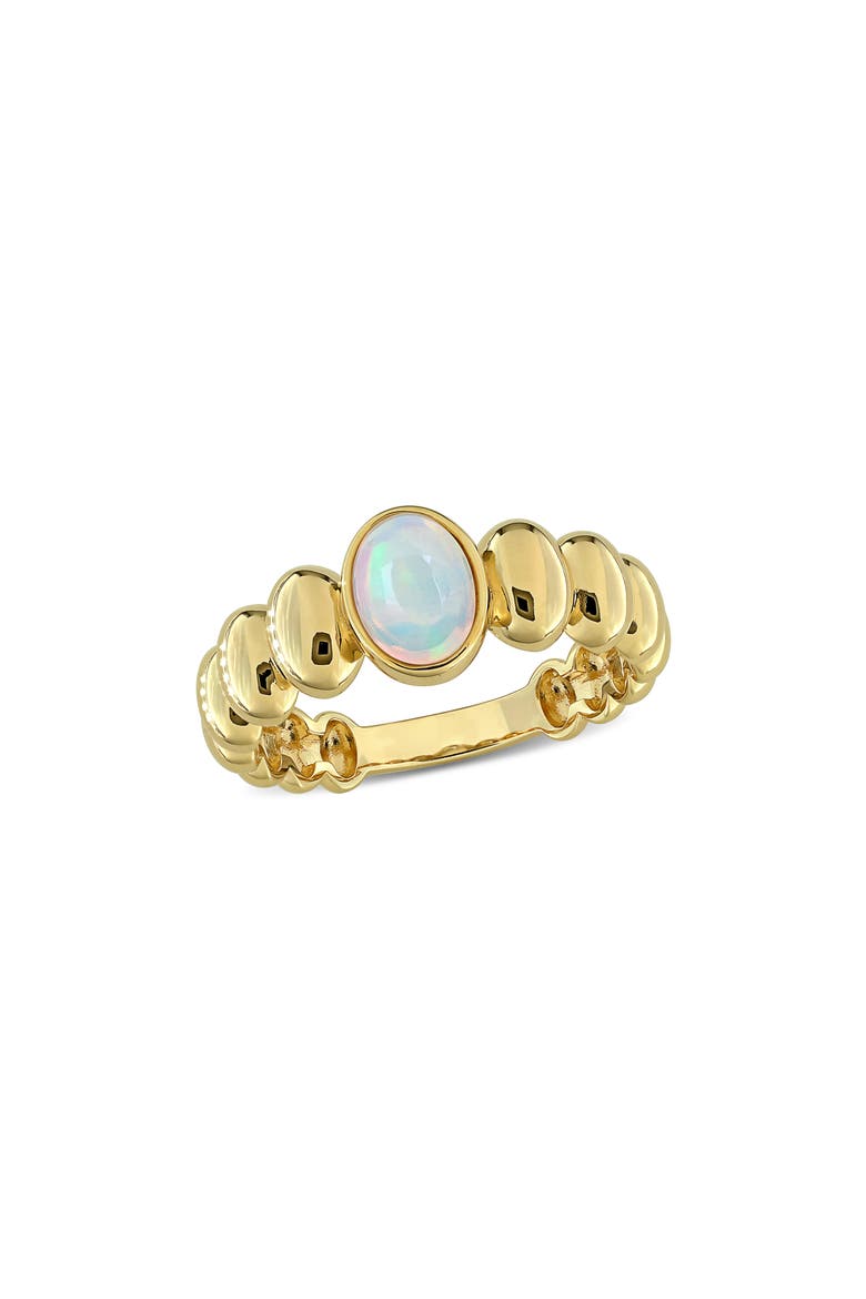 Oval Ethiopian Opal Ribbed Ring, Main, color, WHITE GOLD