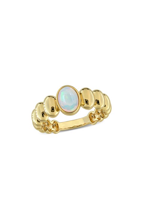 Oval Ethiopian Opal Ribbed Ring