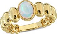 DELMAR Oval Ethiopian Opal Ribbed Ring
