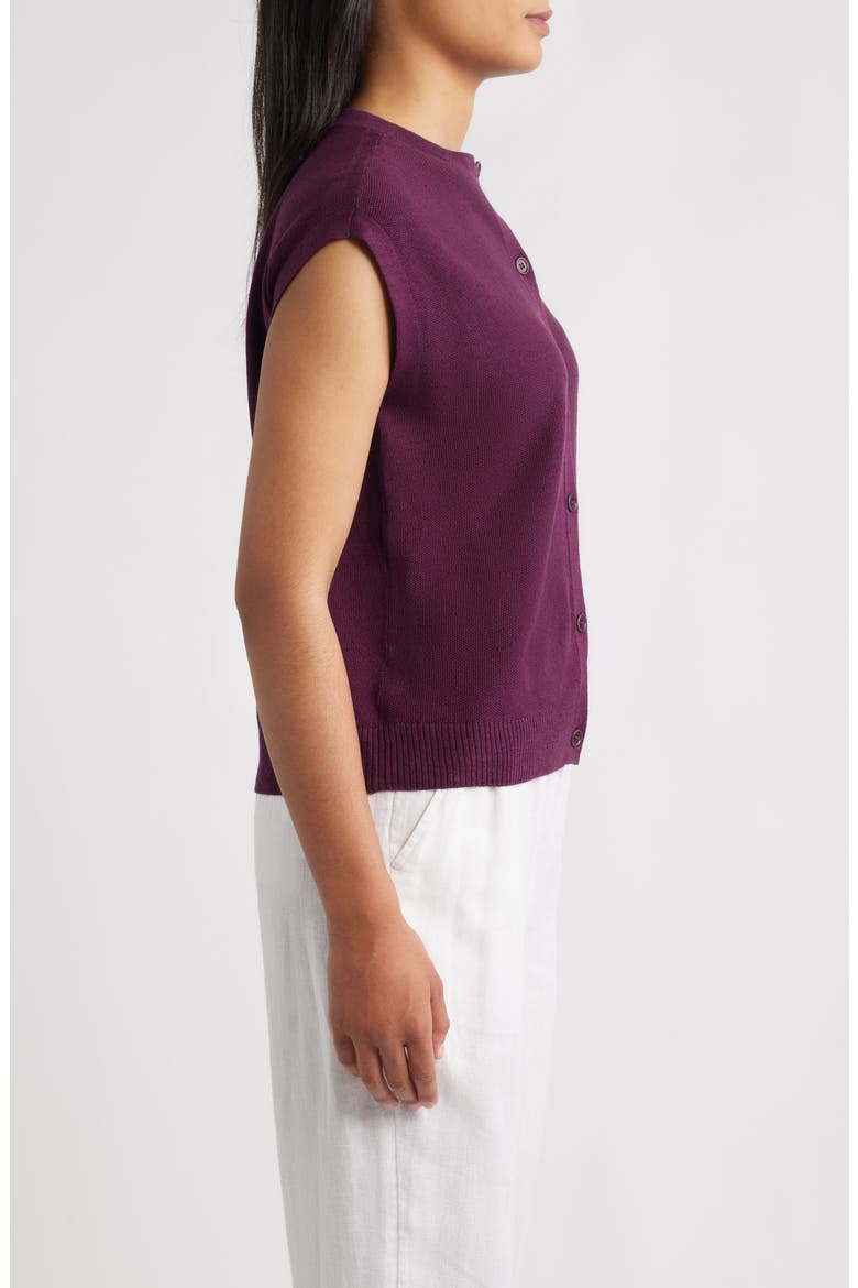 Cap Sleeve Organic Linen & Organic Cotton Sweater, Alternate, color, BLACKBERRY