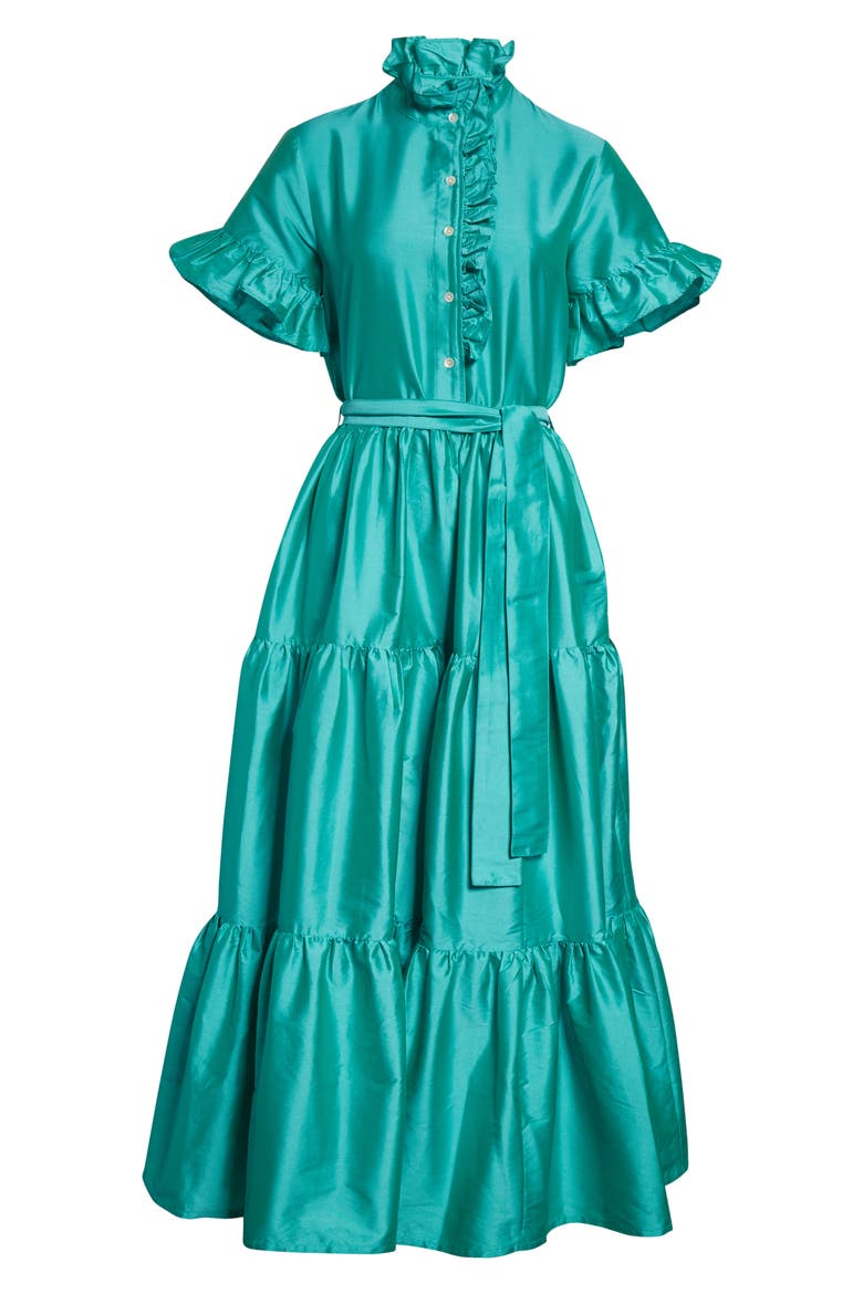 Victoria Ruffle Front Dress, Alternate, color, ATLANTIC TAFFETA