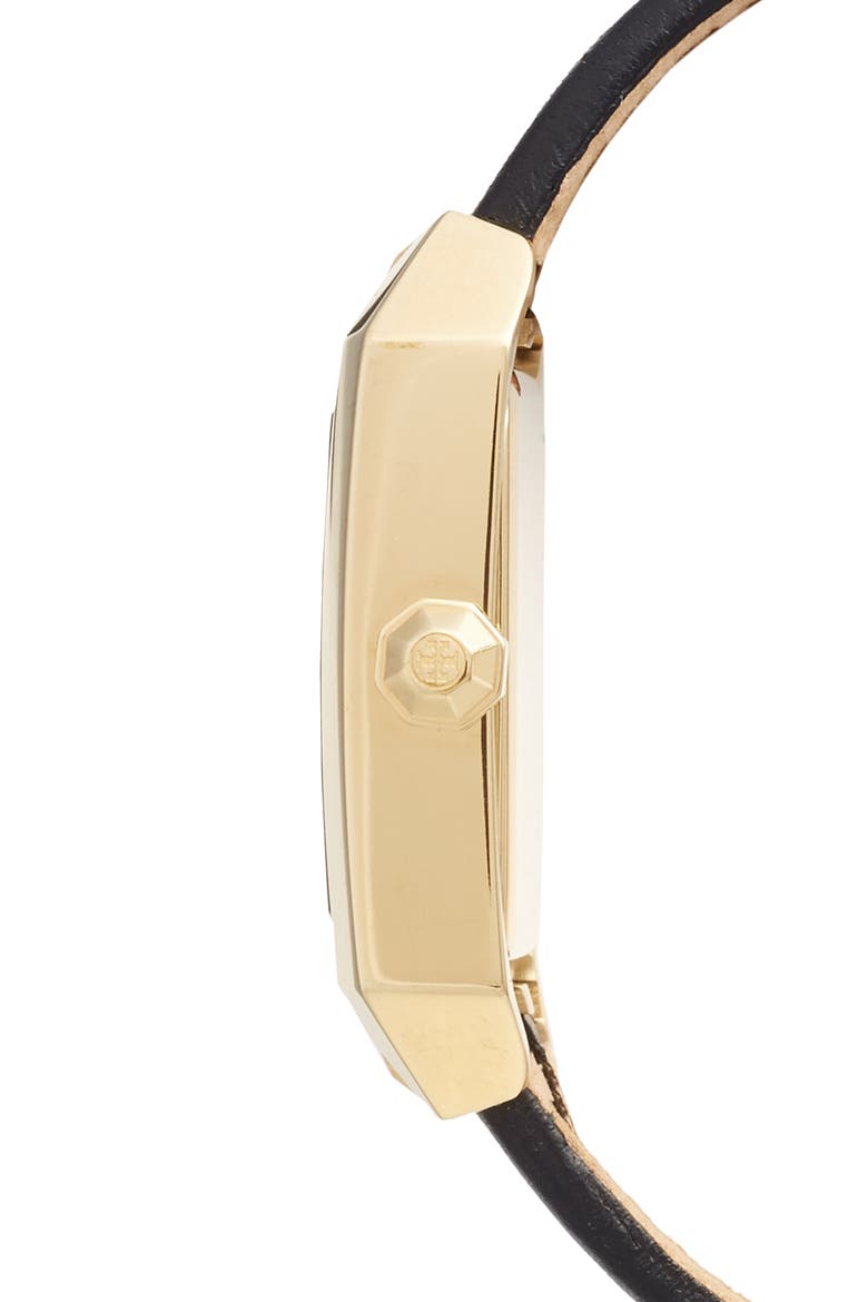 Dalloway Leather Strap Watch, 21mm x 24mm, Alternate, color, BLACK/ IVORY/ GOLD