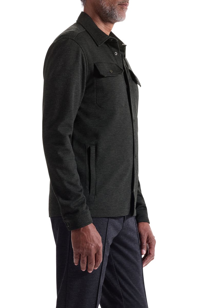 Bugatchi Heathered Kint Snap-Up Shirt Jacket, Alternate, color, Black