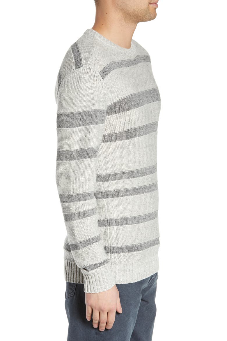 Gilpin Stripe Linen Blend Crewneck Sweater, Alternate, color, LIGHT GREY MELANGE STRIPE