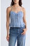 Cinch Tie Front Ruffle Hem Top