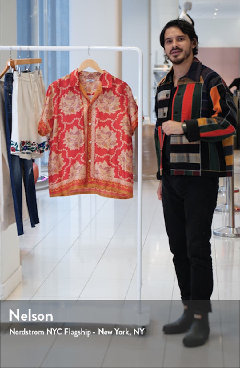 Coral Bells Short Sleeve Silk Button-Up Camp Shirt, sales video thumbnail