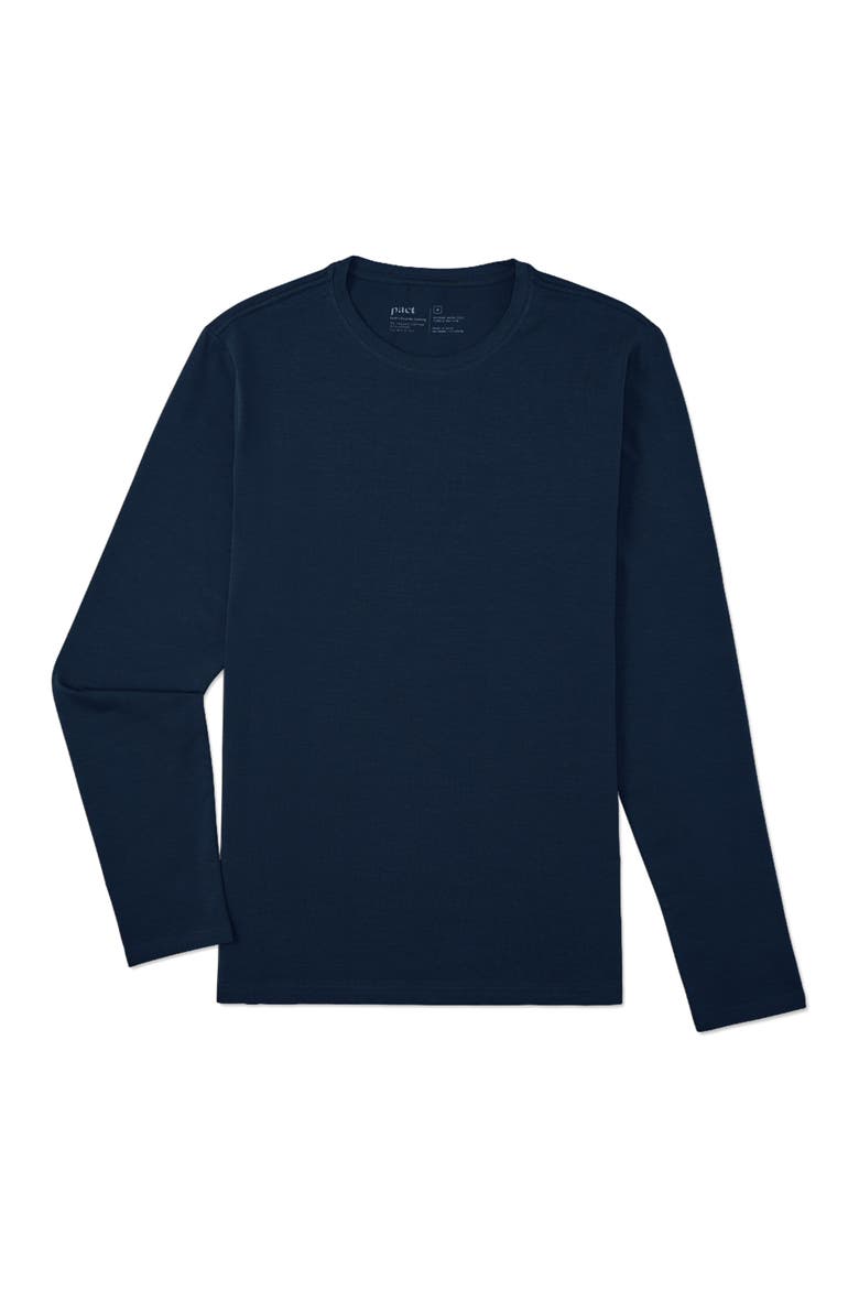Luxe Essential Slim Long Sleeve Tee Made With Organic Cotton, Alternate, color, Navy