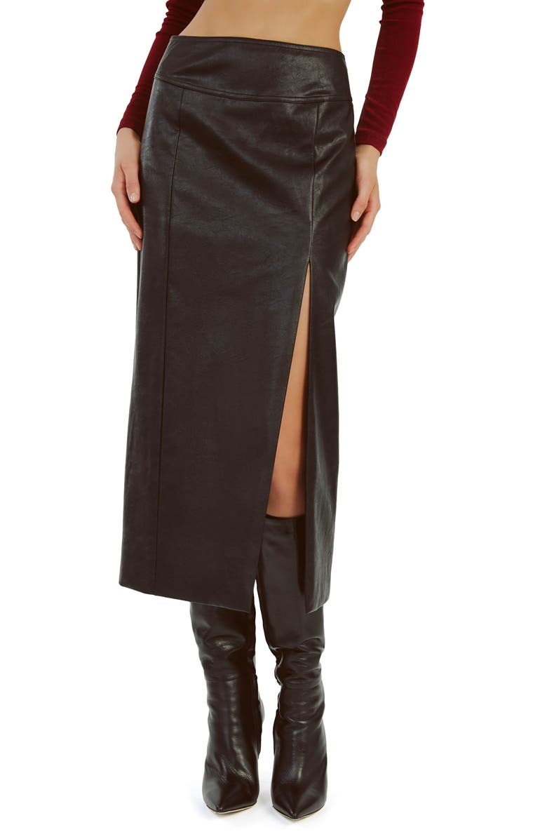 Bardot Dante Faux Leather Midi Skirt, Main, color,