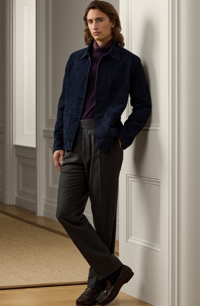 Ralph Lauren Purple Label Burnham Suede Chore Jacket, Alternate, color, 