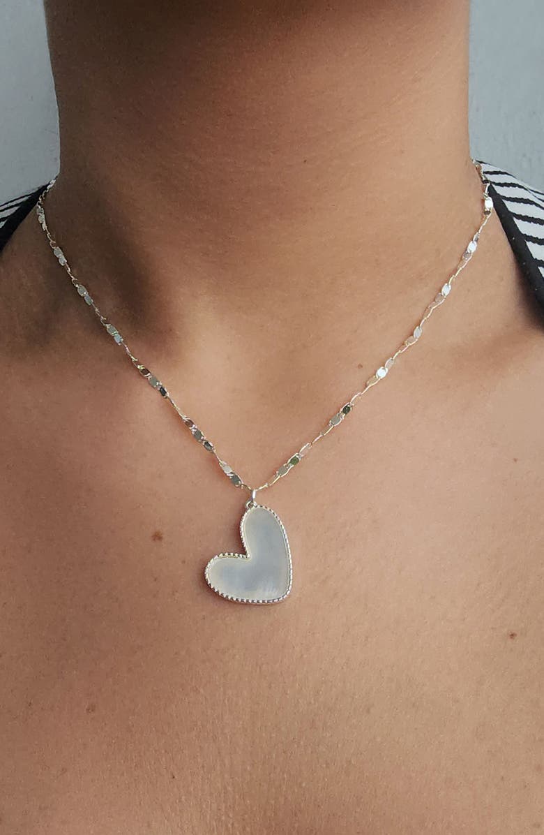 Adornia Mother-of-Pearl Heart Pendant Necklace, Alternate, color, White