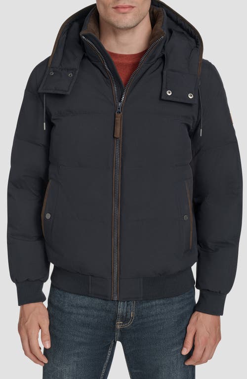 Andrew Marc Langham Water Resistant Hooded Puffer Bomber Jacket In Black
