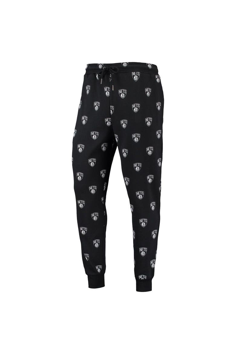 Black Brooklyn Nets Allover Logo Jogger Pants, Alternate, color, Black