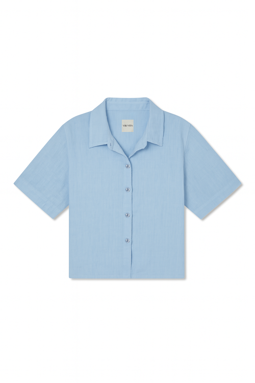 Vir Vita Anais Linen Shirt In Blue