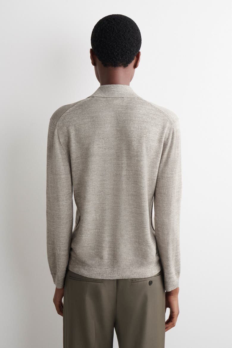 Knitted Linen-Merino Shirt, Alternate, color, STONE MÉLANGE