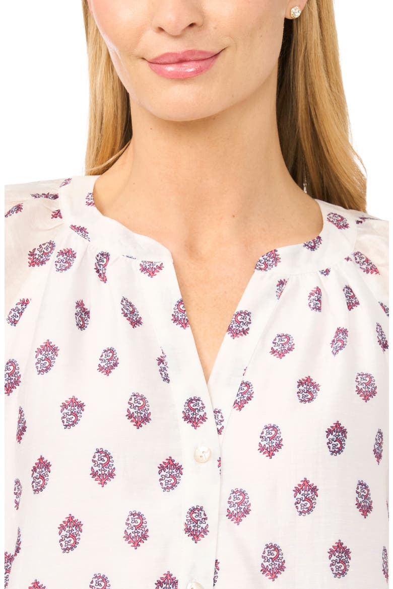 Floral Raglan Sleeve Button-Up Shirt, Alternate, color, CALYPSO CORAL