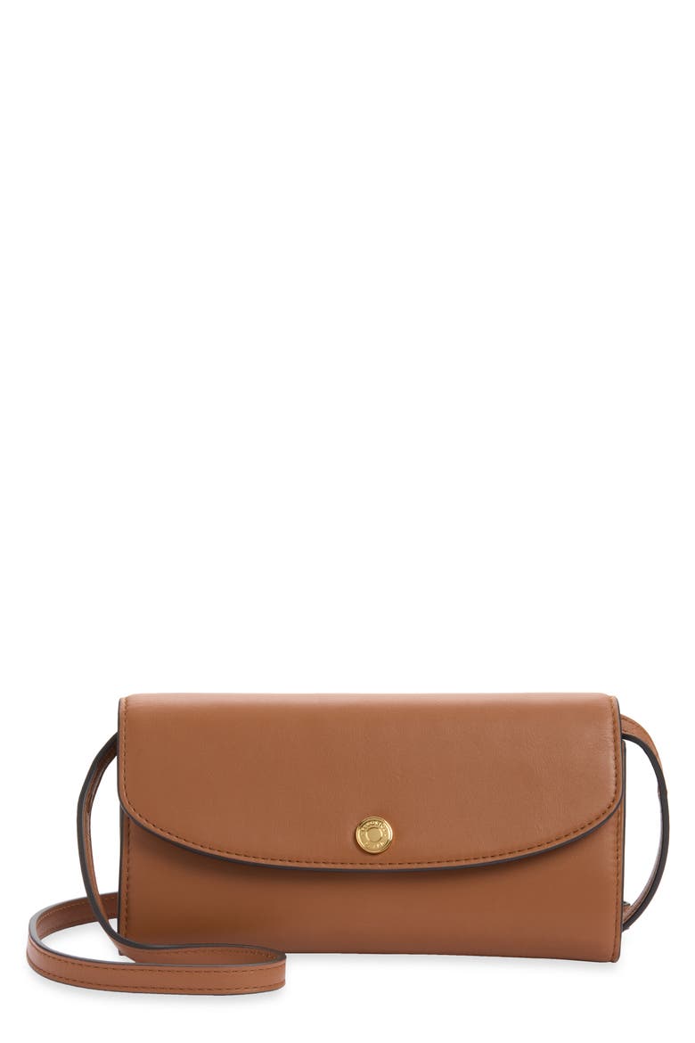 Leather Crossbody Wallet, Main, color, HAZELWOOD
