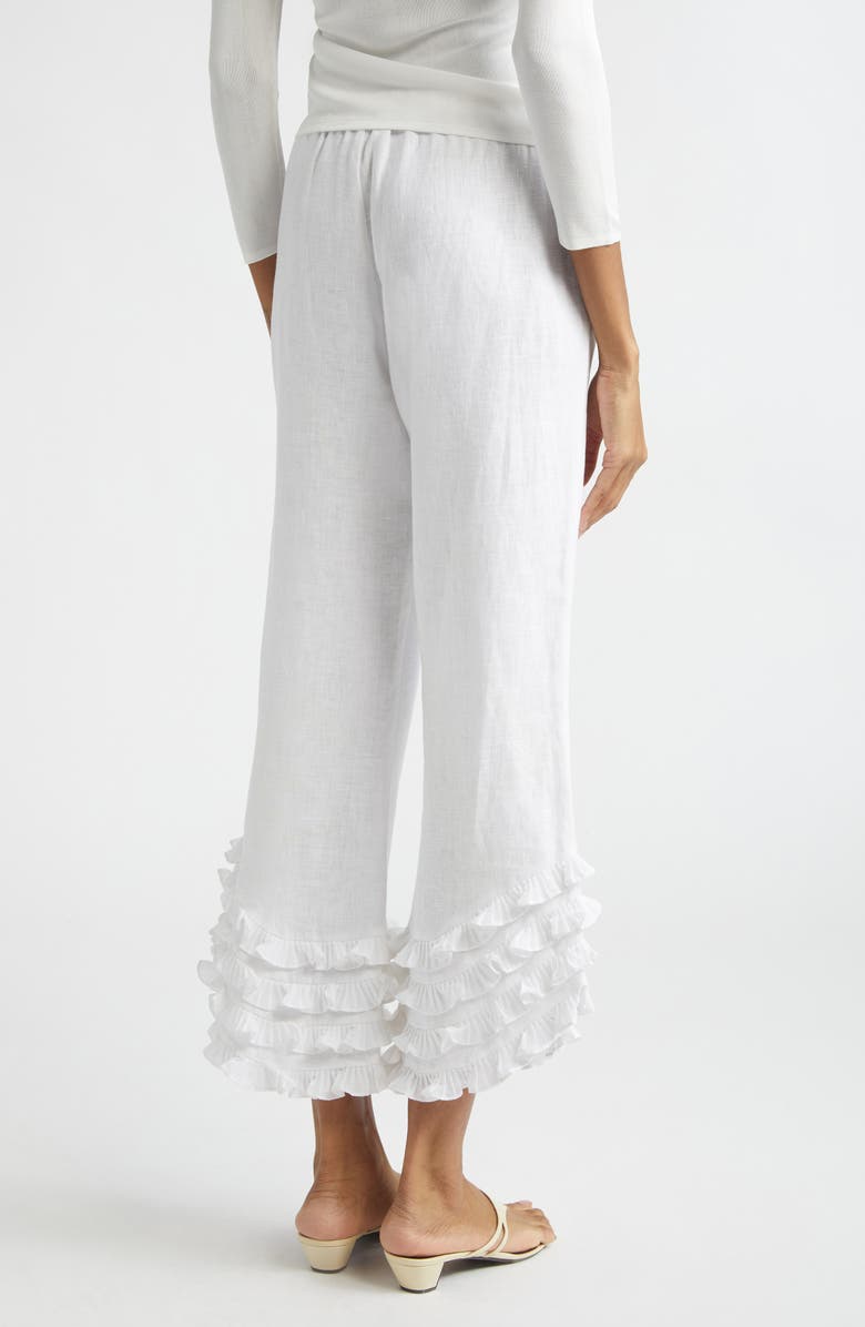 POSSE Florence Ruffle Detail Crop Linen Pants, Alternate, color, Ivory