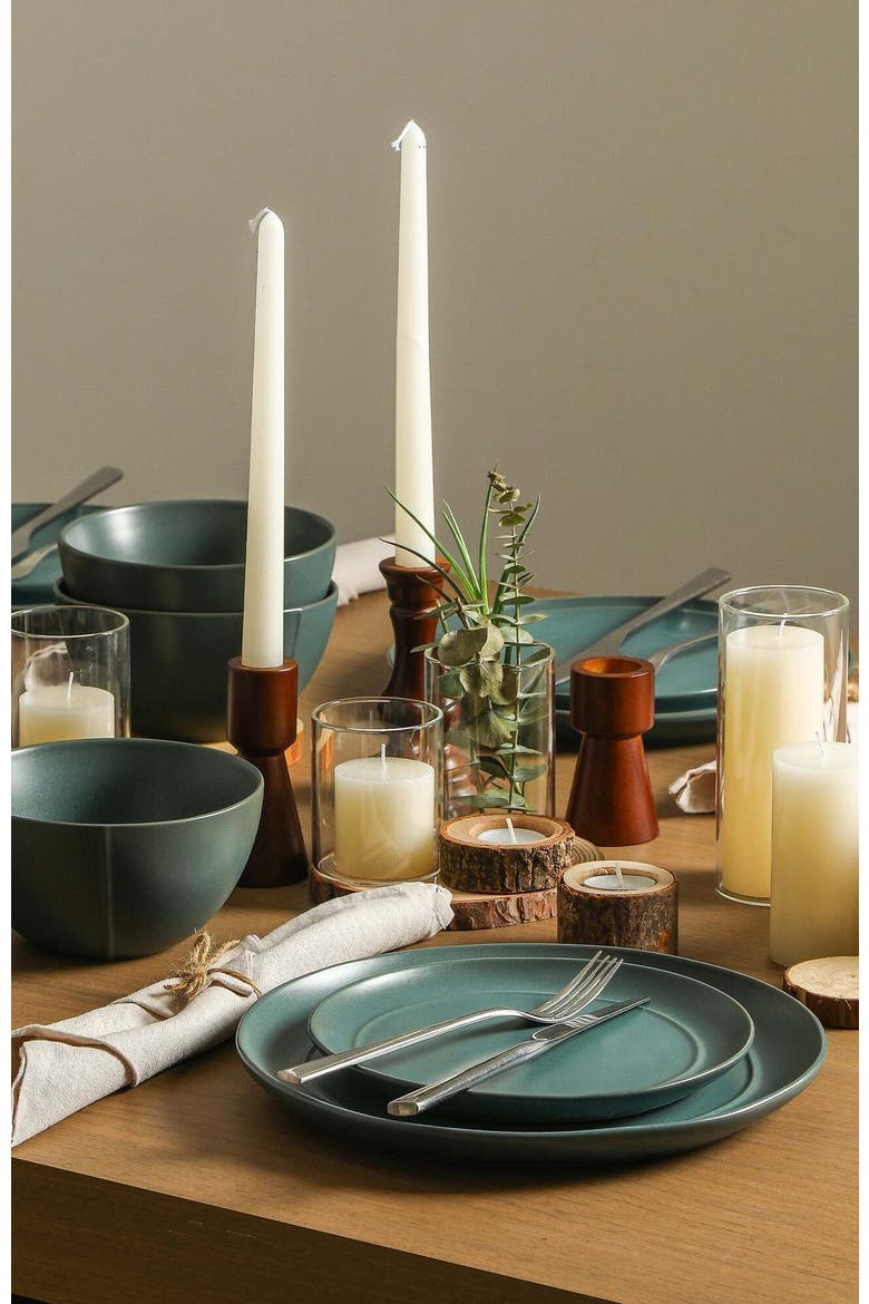 Infinity Stoneware 12-Piece Dinnerware Set, Alternate, color, Green