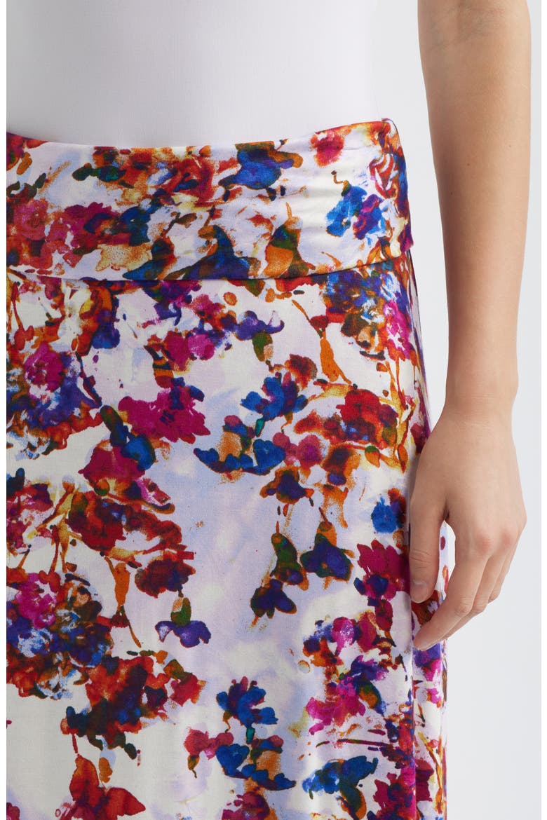 Roll Top Floral Print Maxi Skirt, Alternate, color, FUCHSIA/ VIOLET