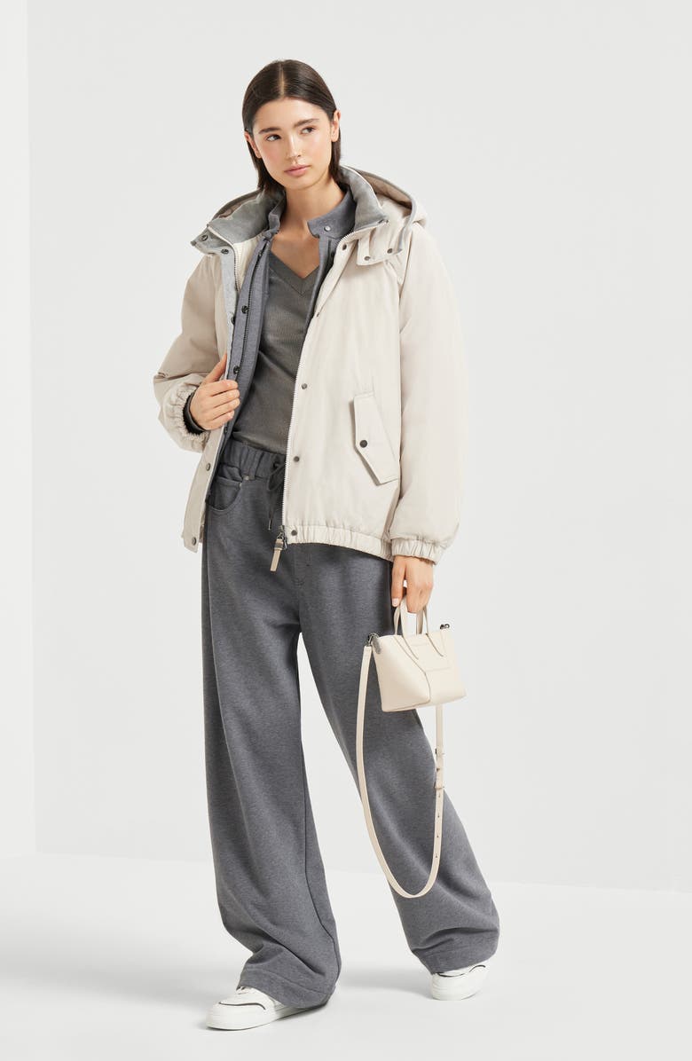 Brunello Cucinelli Water-resistant taffeta down jacket, Alternate, color, Light Grey