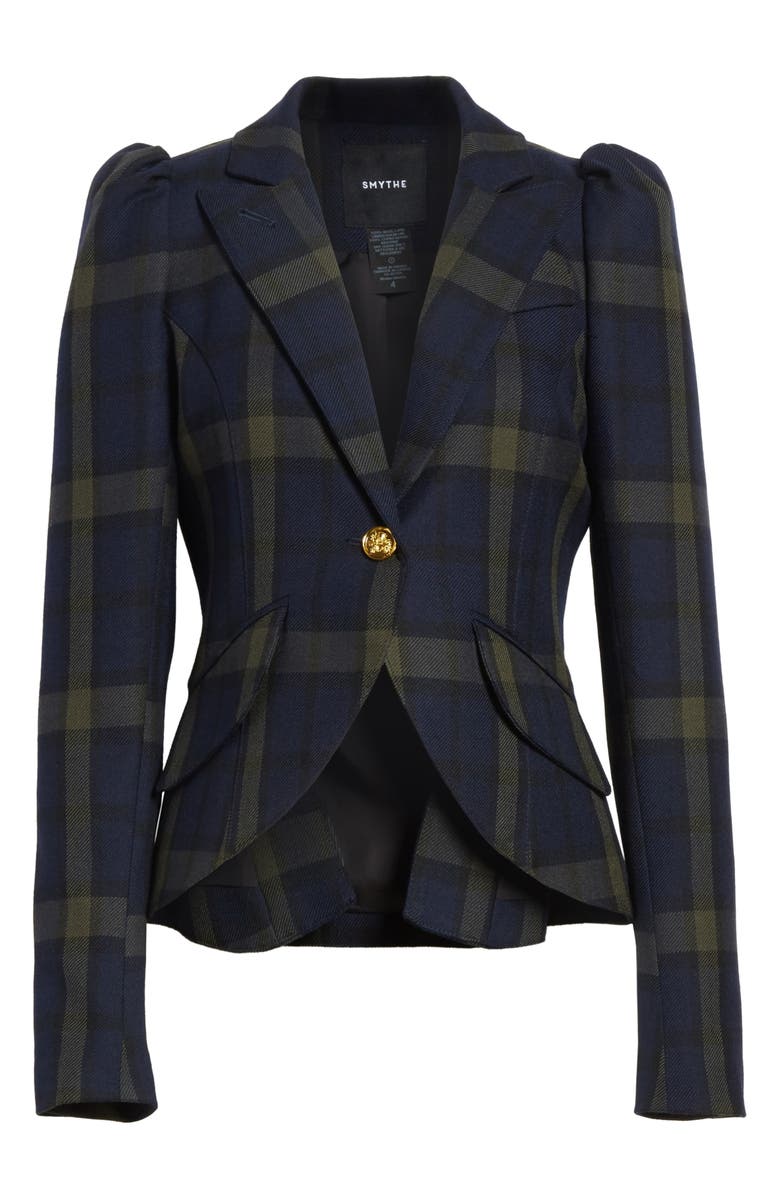 Smythe Pouf Sleeve Plaid Blazer, Alternate, color, 
