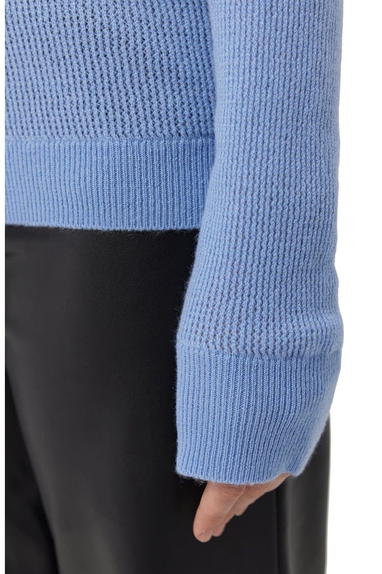 Ajour-Knit Cashmere Crewneck Sweater, Alternate, color, della robbia blue
