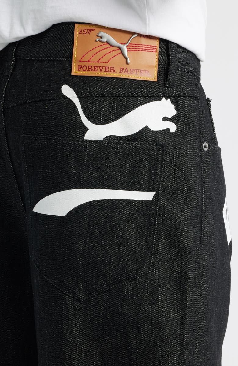 PUMA x A$AP Rocky Relaxed Fit Logo Jeans, Alternate, color, Puma Black/ Denim