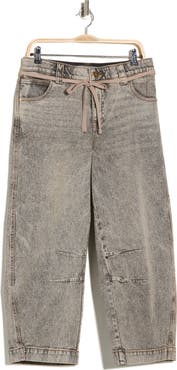Democracy Tie Waist Barrel Leg Jeans