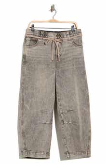 Democracy Tie Waist Barrel Leg Jeans