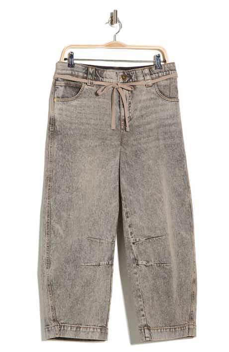 Democracy Tie Waist Barrel Leg Jeans