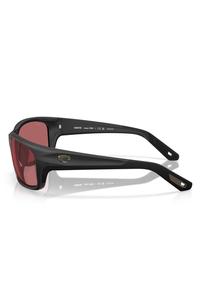 Costa Del Mar Jose Pro 62mm Polarized Rectangular Sunglasses, Alternate, color, Matte Black/ Rose