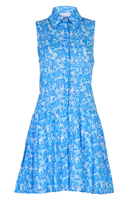 De Loreta Nana Sleeveless Cotton Mini Shirtdress In Blue