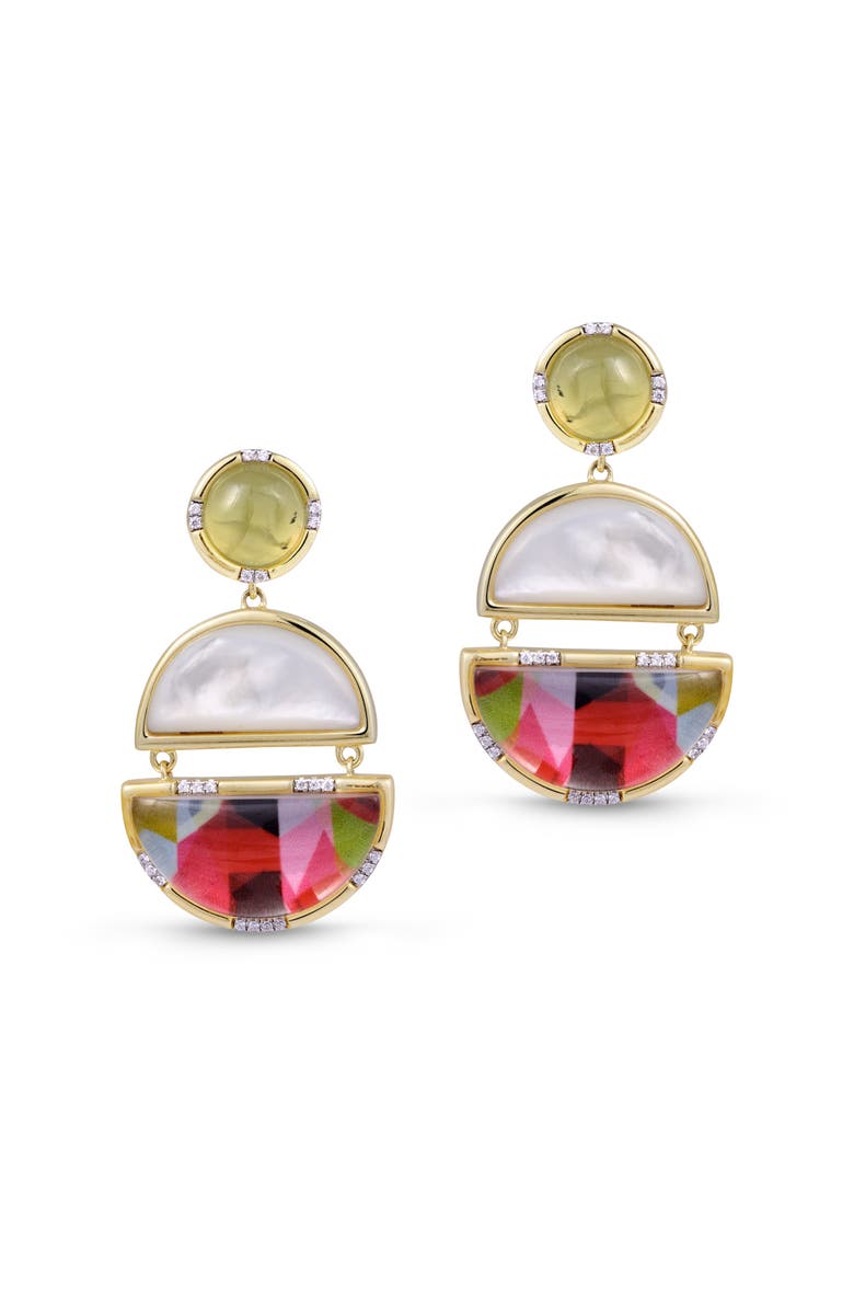 LuvMyJewelry Envy Me Dangle Prehnite Moonstone Gemstone Diamond Yellow Gold Plated Silver Earrings, Main, color,