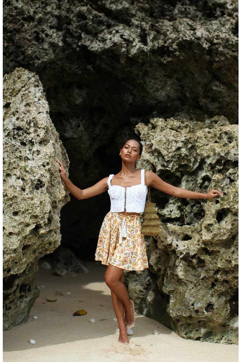 Sekar Floral Skort | High-Waisted Cotton Skirt Shorts, Alternate, color, Yellow