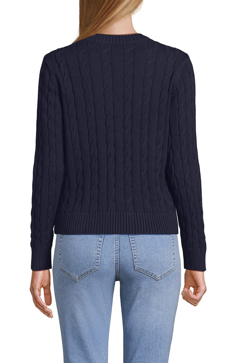 Lands' End American Flag Drifter Cable Sweater, Alternate, color, Flag/Faded Navy