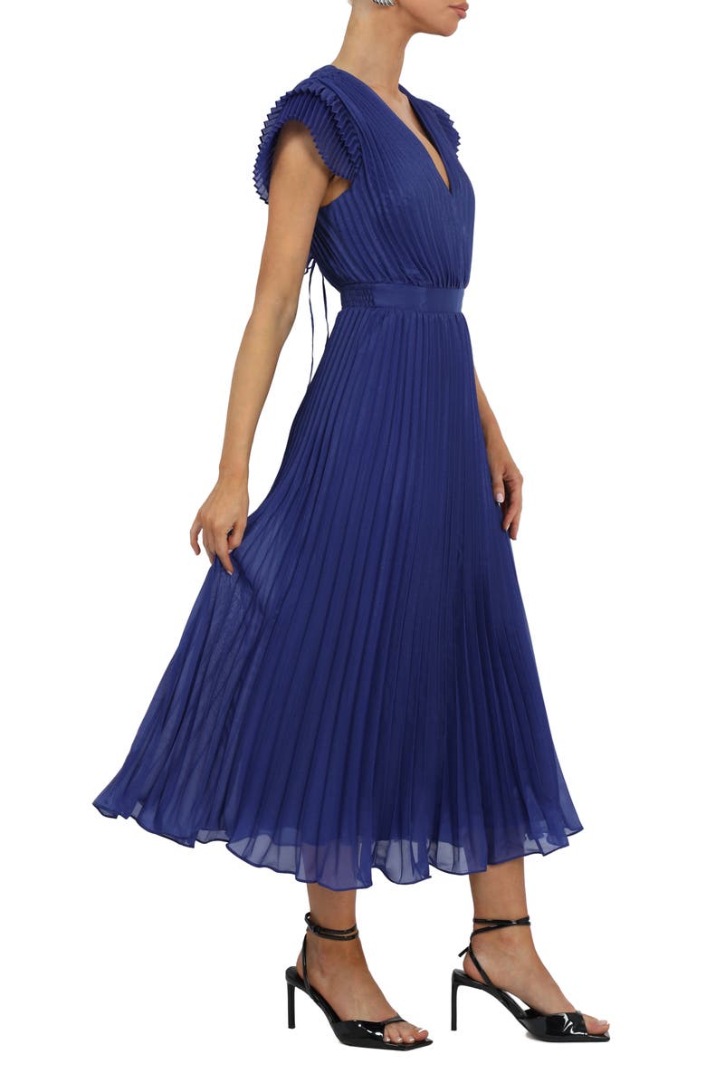 Adelyn Rae Daisy Pleated Tie Back Midi Dress, Alternate, color,
