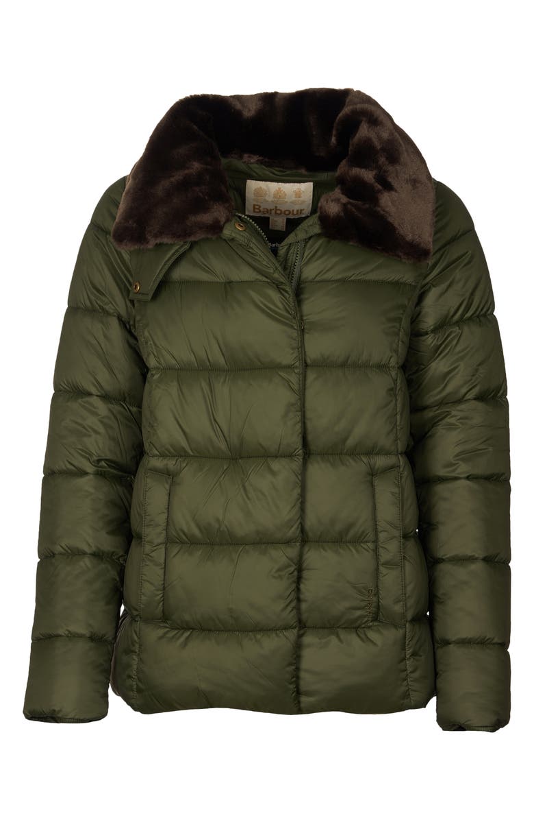 Barbour Mullein Faux Fur Trim Quilted Jacket, Alternate, color,