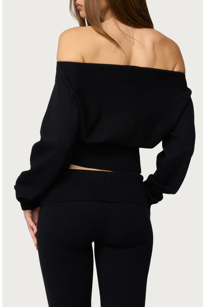 Skyla Off the Shoulder Crop Sweater, Alternate, color, BLACK
