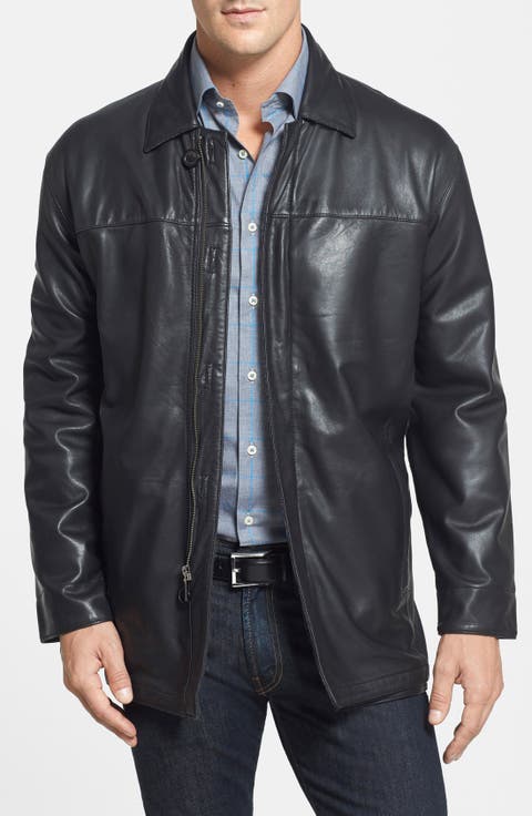 Classic Fit Reversible Leather & Lambswool Car Coat