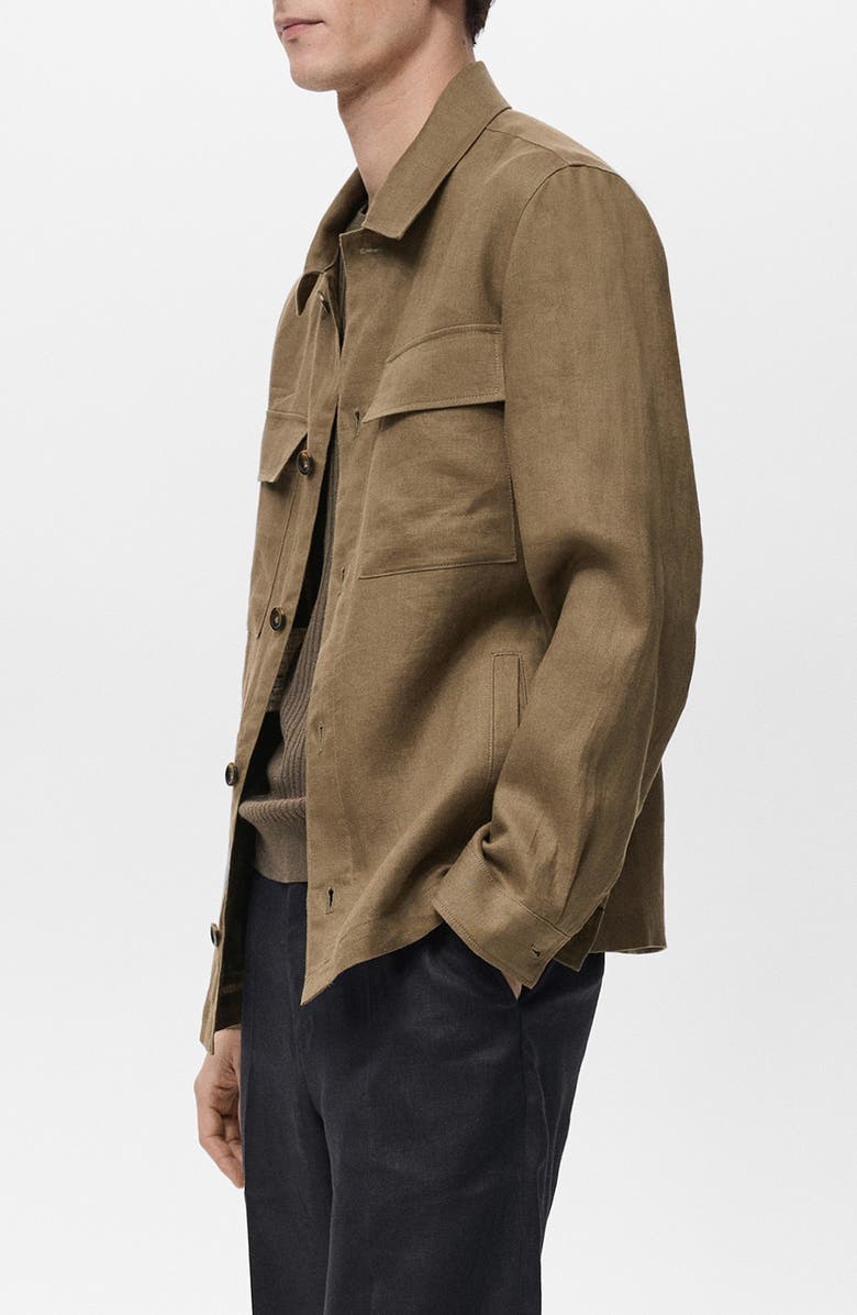 MANGO Linen Overshirt with Pockets, Alternate, color, 