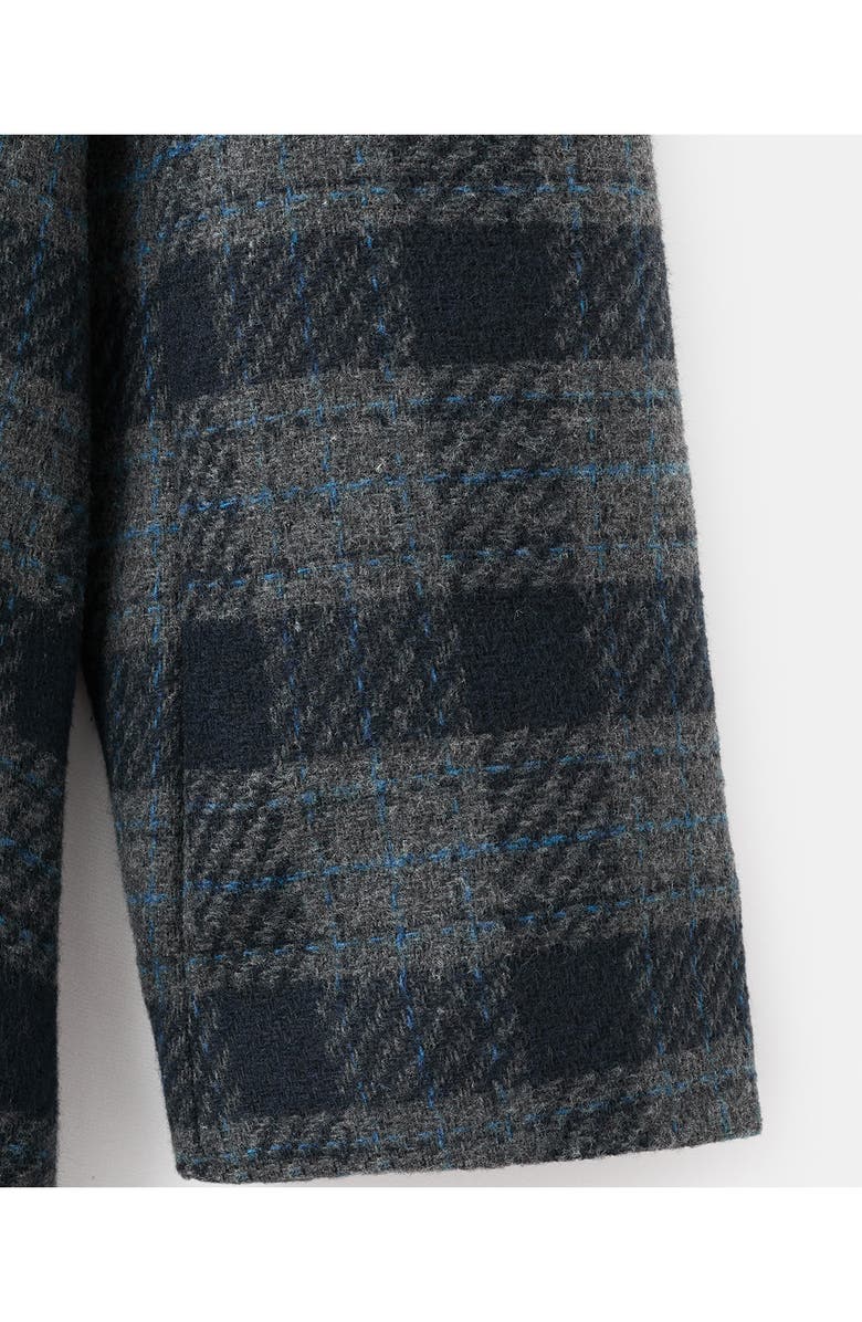 MANGO TEEN Plaid Hooded Coat, Alternate, color, Navy