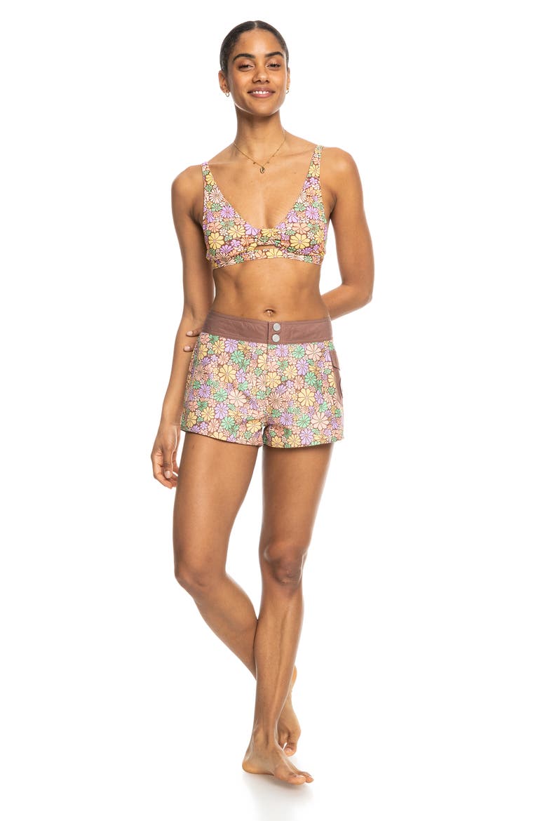 Floral Cover-Up Shorts, Alternate, color, ROOT BEER ALL ABOUT