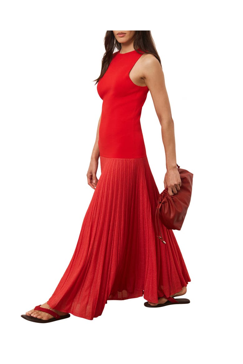 Knit Pleated Maxi Dress, Alternate, color, Red