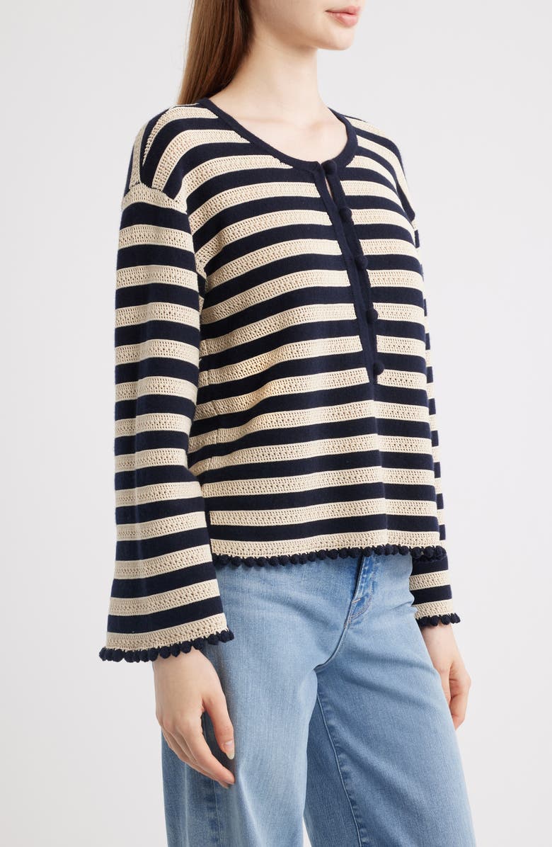 FRAME The Easy Captain Stripe Sweater, Alternate, color, Cream Multi