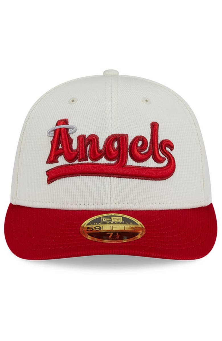 New Era Men's New Era Cream/Red Los Angeles Angels City Connect Batting Practice Low Profile 59FIFTY Fitted Hat, Alternate, color, Cream